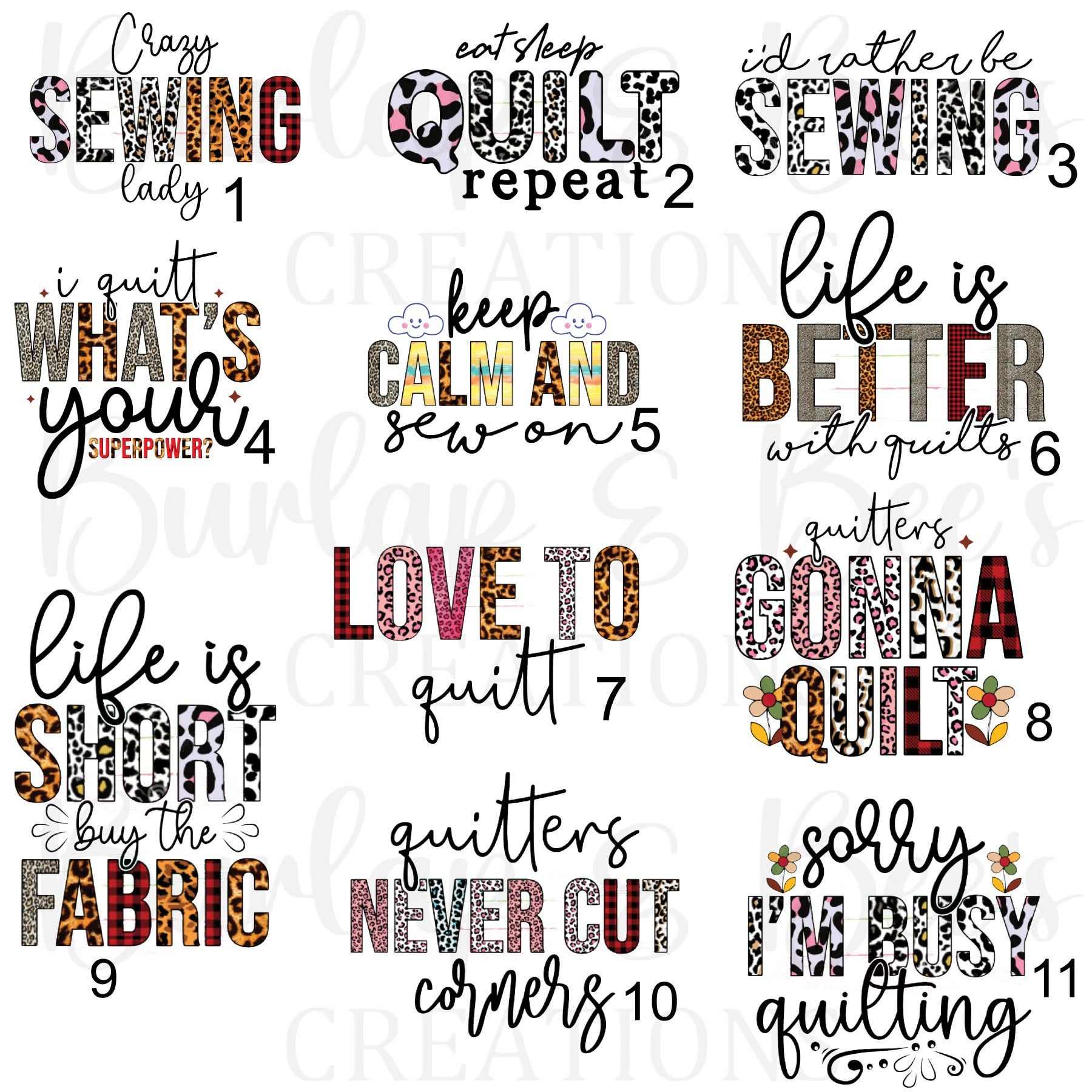 Quilting Decals BURLAP & BEE'S CREATIONS